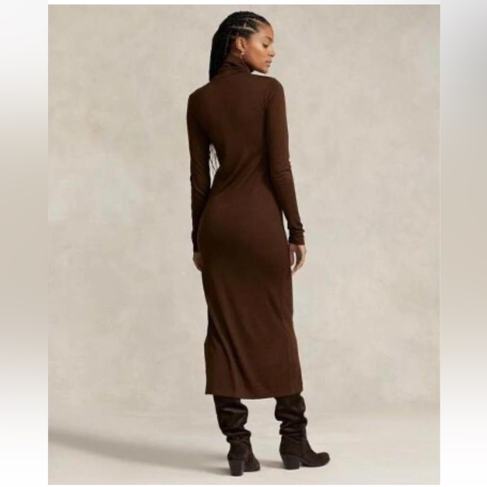 Polo by RALPH LAUREN Brown Turtleneck Wool Blend Knit Dress Size XL - Picture 2 of 9